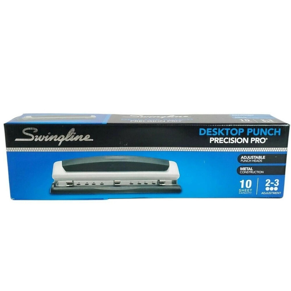 NIB SWINGLINE PRECISION PRO DESKTOP HOLE PUNCH 2-3 HOLE ADJUSTABLE 10 SHEET